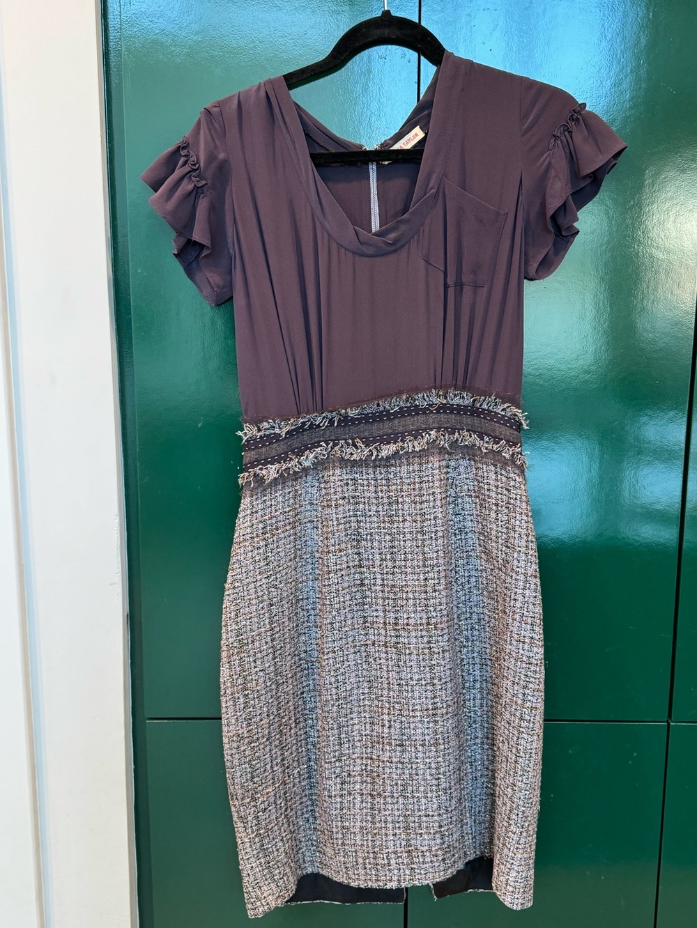 Rebecca Taylor Purple Knit & Tweed Midi Dress